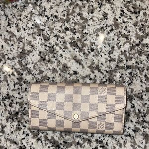AUTH LOUIS VUITTON Damier Azur Portefeuille Sarah Wallet